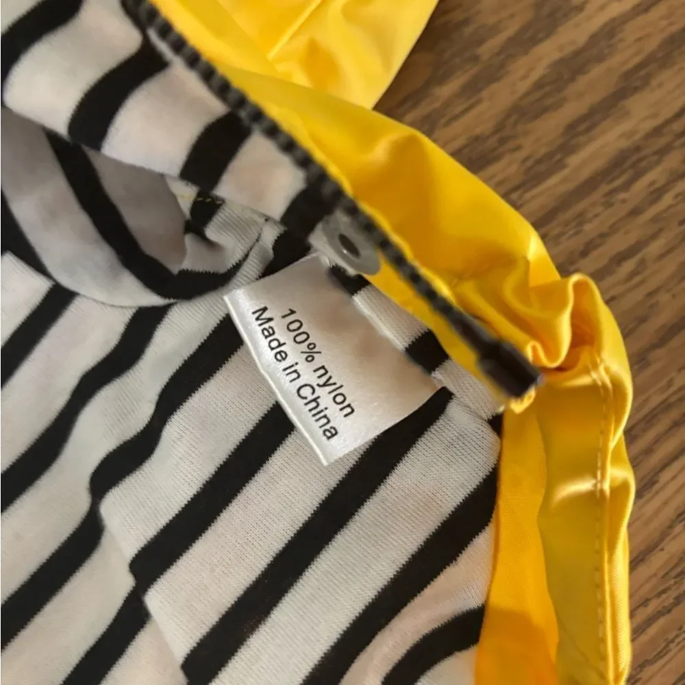 Yellow Striped Hooded Dog Raincoat